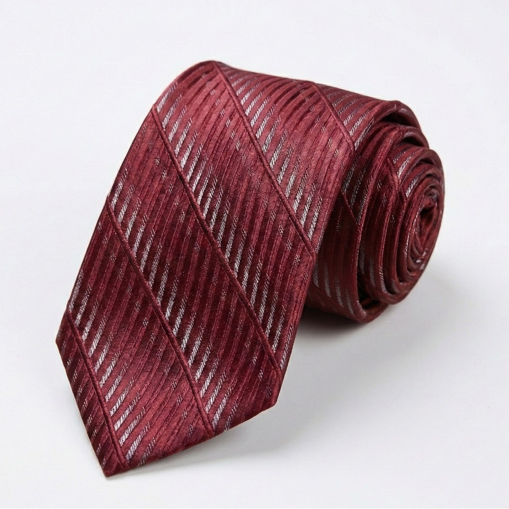 Croft & Barrow Silk Tie Burgundy Red Diagonal Stripe Textured Necktie Classic